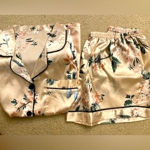 Adorable and comfortable short sleeve and shorts satin pajama set - NWOT